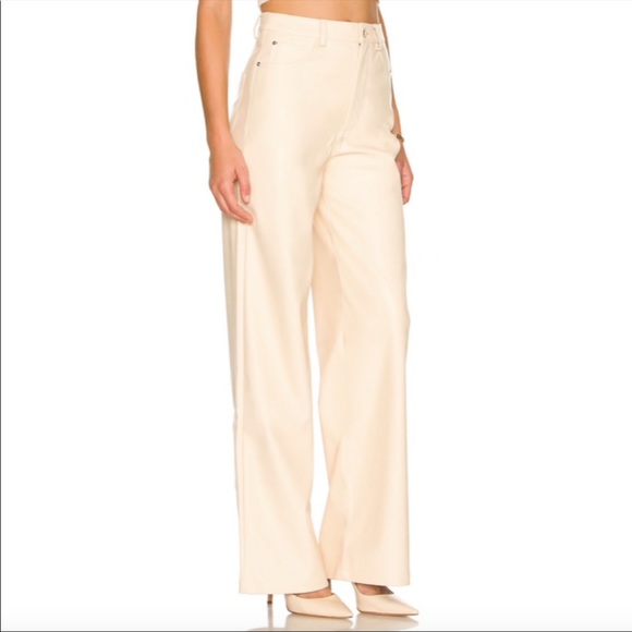 NWT WeWoreWhat Vegan Leather Ivory Pants - Picture 2 of 10
